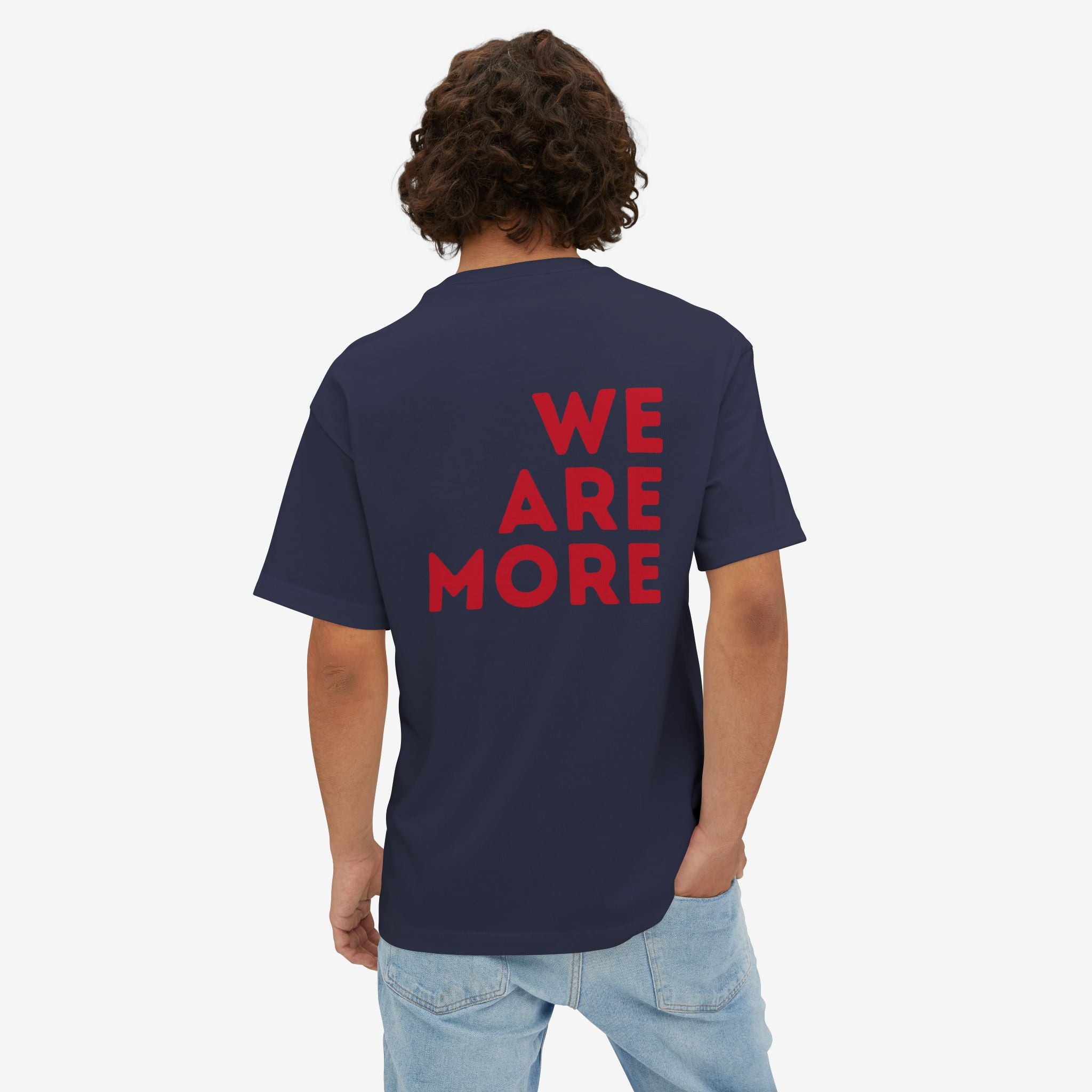 WE ARE MORE OVERSIZED TEE — BOLD RED BACK STATEMENT T-SHIRT