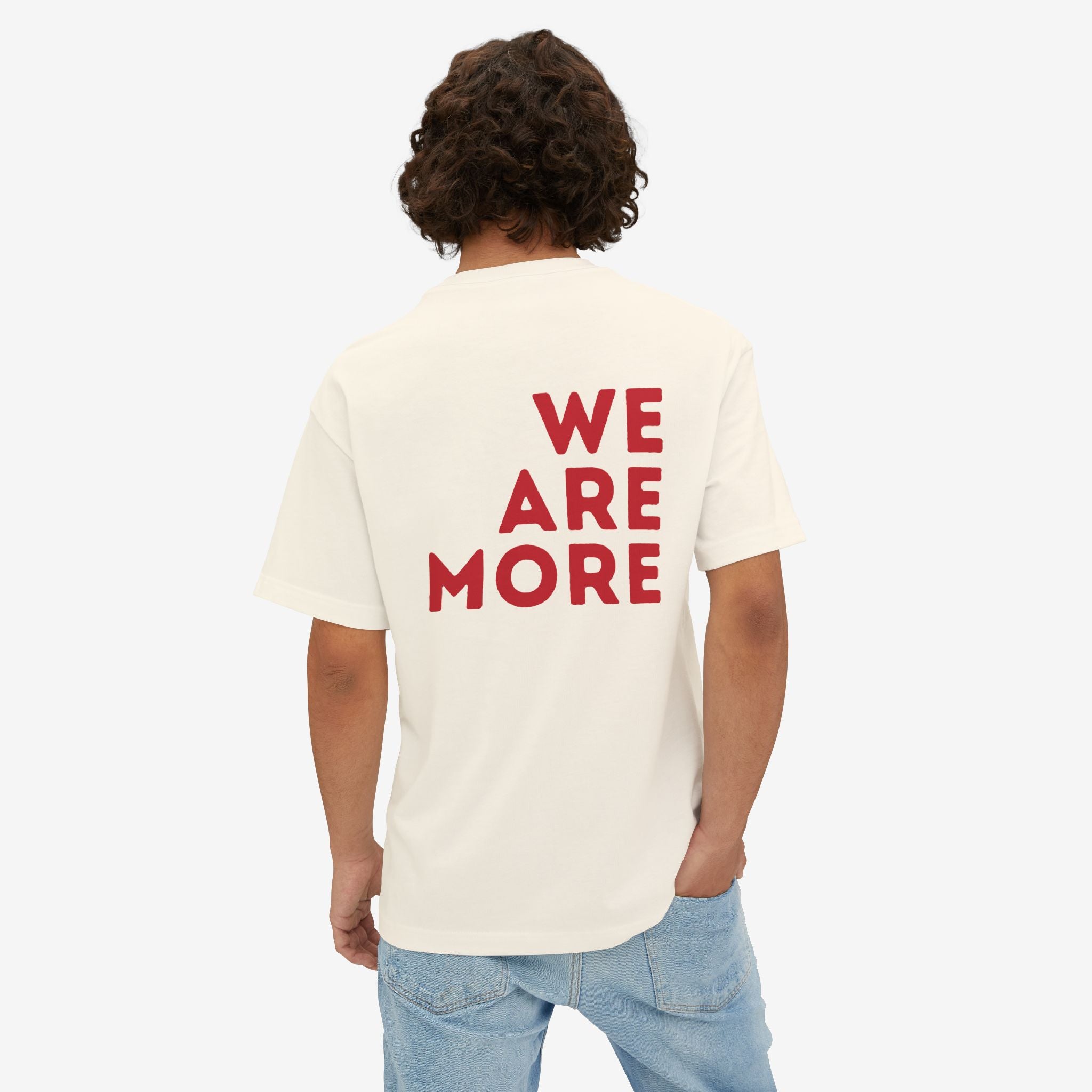 WE ARE MORE OVERSIZED TEE — BOLD RED BACK STATEMENT T-SHIRT