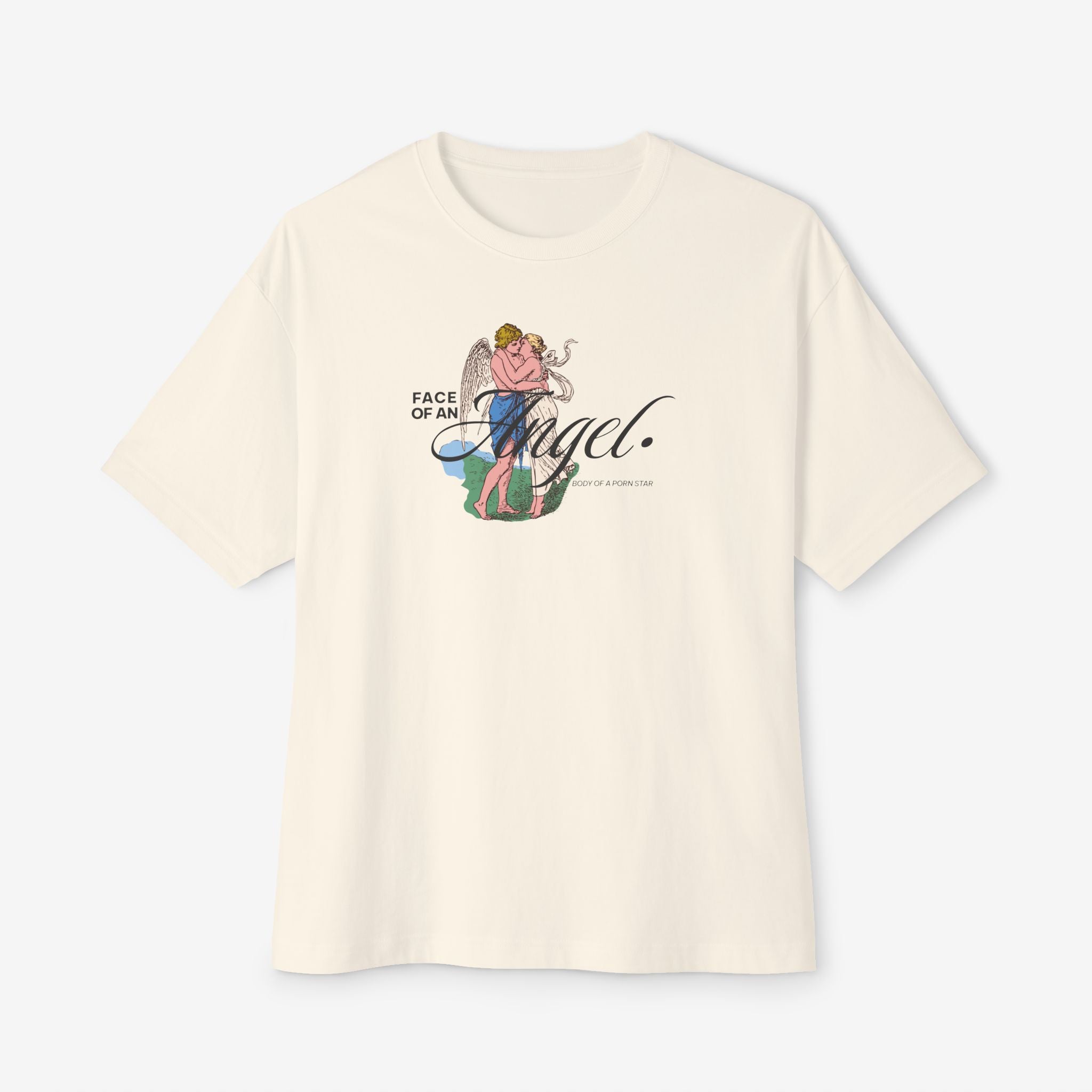 BOXY TEE — ‘FACE OF AN ANGEL’ VINTAGE CHERUB HUG GRAPHIC SHIRT