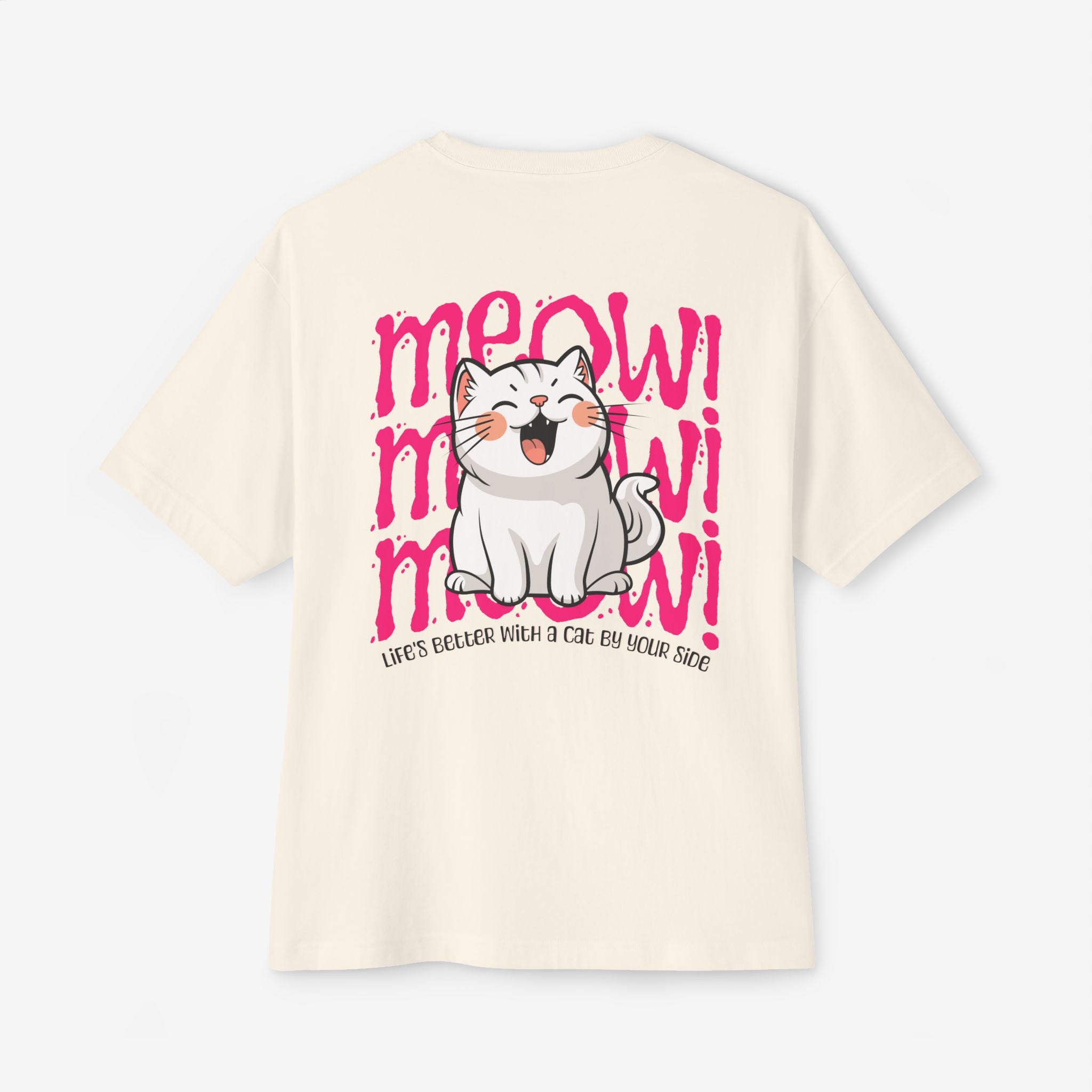 LIFE’S BETTER WITH A CAT BY YOUR SIDE — SMILING CAT GRAPHIC TEE