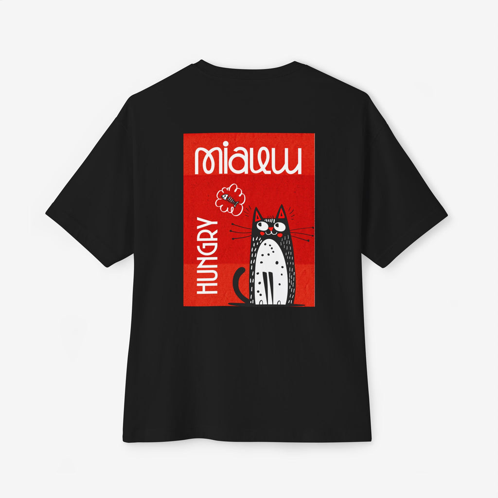 MIAUW TEE – FUNNY FOOD OBSESSED CAT GRAPHIC T-SHIRT