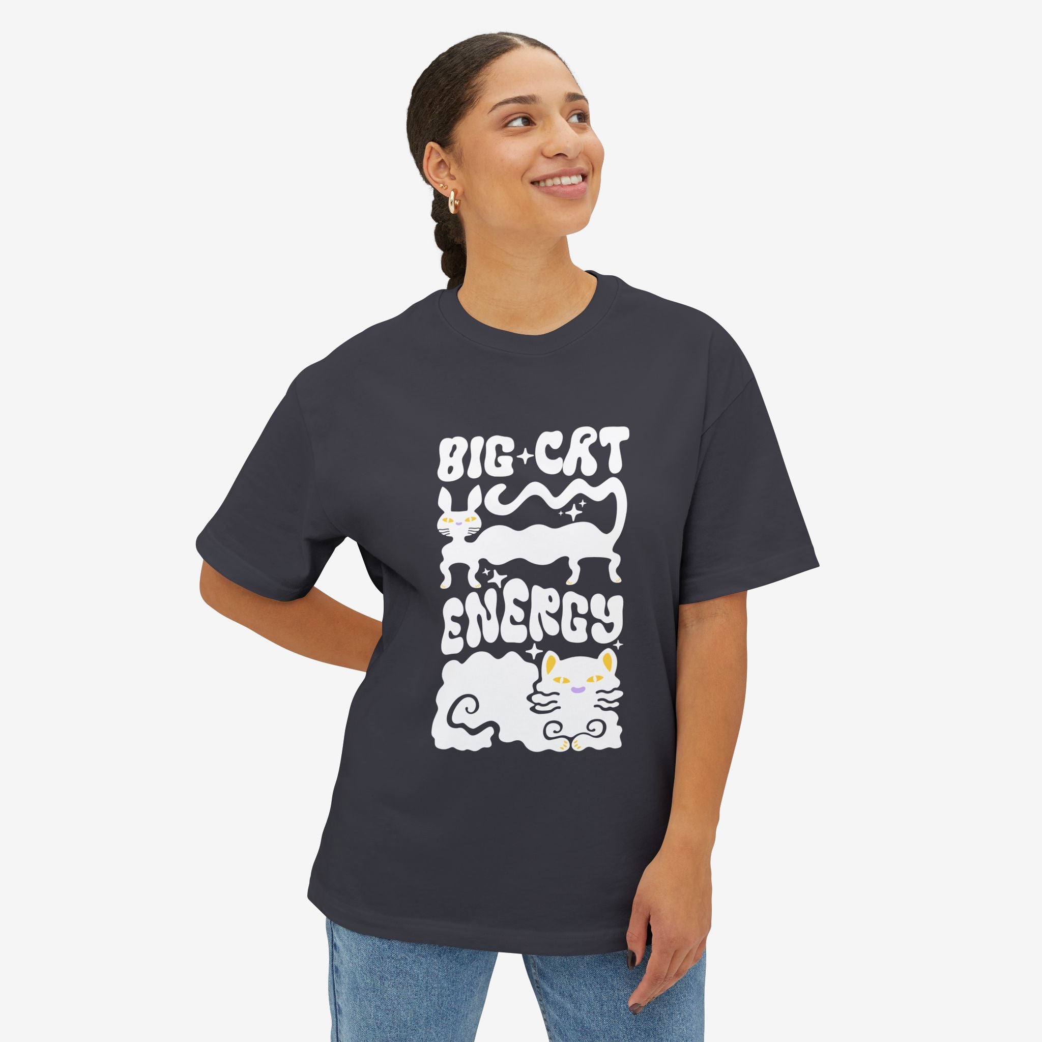 BIG CAT ENERGY OVERSIZED BOXY TEE — GRAPHIC STREETWEAR T-SHIRT