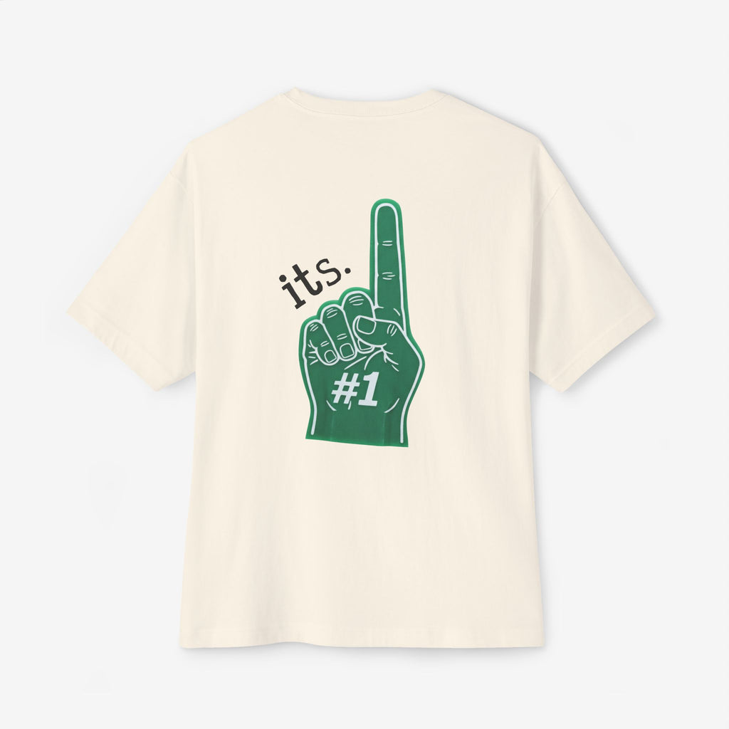 BOXY TEE — “RULE #1. NEVER BE #2” TYPOGRAPHY GRAPHIC SHIRT