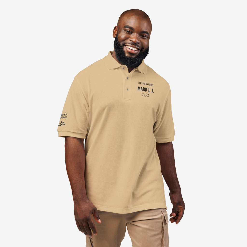 EMBROIDERED CUSTOMIZABLE POLO TEE — MINIMALIST PROFISSIONAL TEXT T-SHIRT