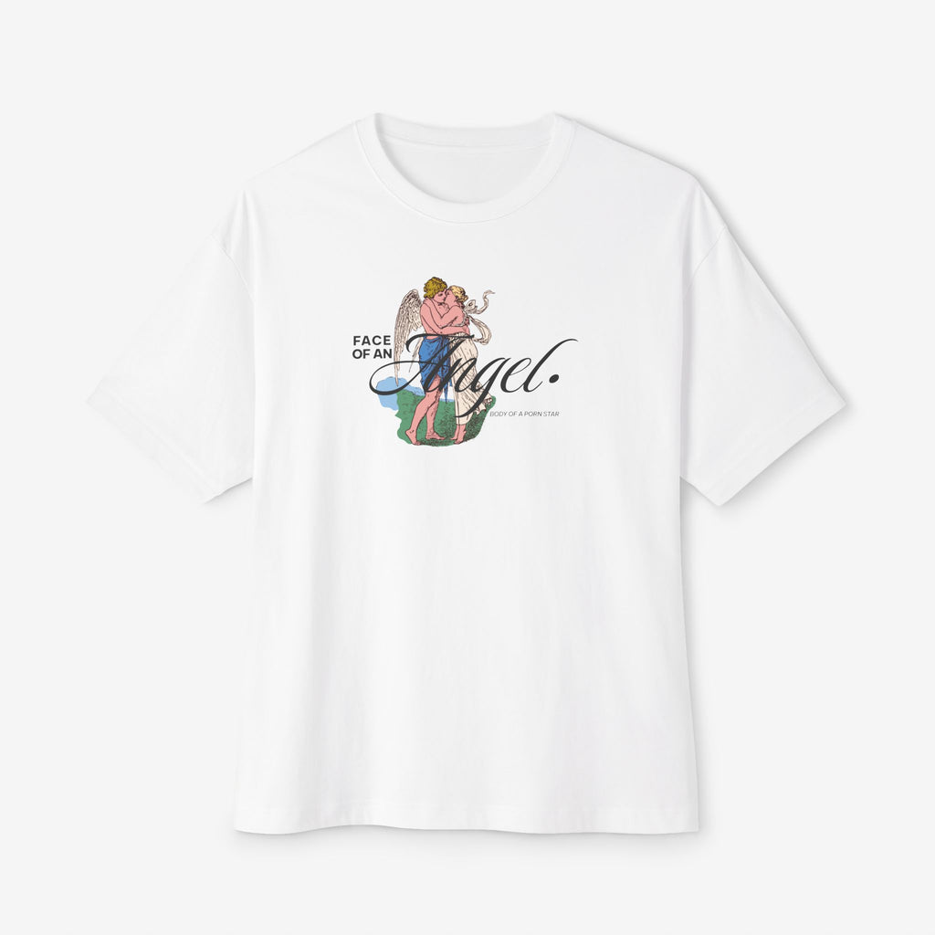 BOXY TEE — ‘FACE OF AN ANGEL’ VINTAGE CHERUB HUG GRAPHIC SHIRT
