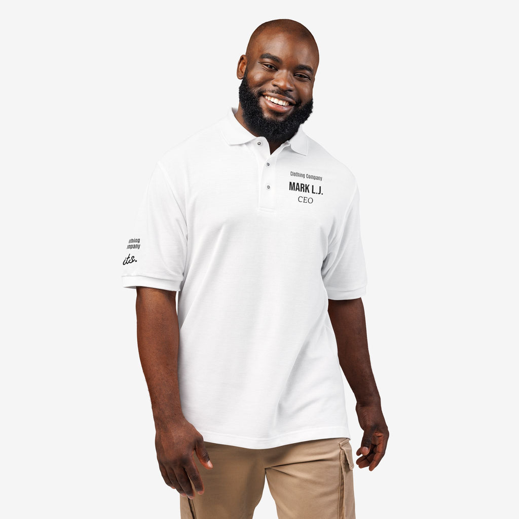 EMBROIDERED CUSTOMIZABLE POLO TEE — MINIMALIST PROFISSIONAL TEXT T-SHIRT