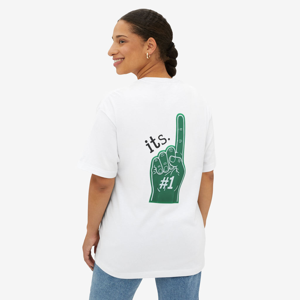 BOXY TEE — “RULE #1. NEVER BE #2” TYPOGRAPHY GRAPHIC SHIRT