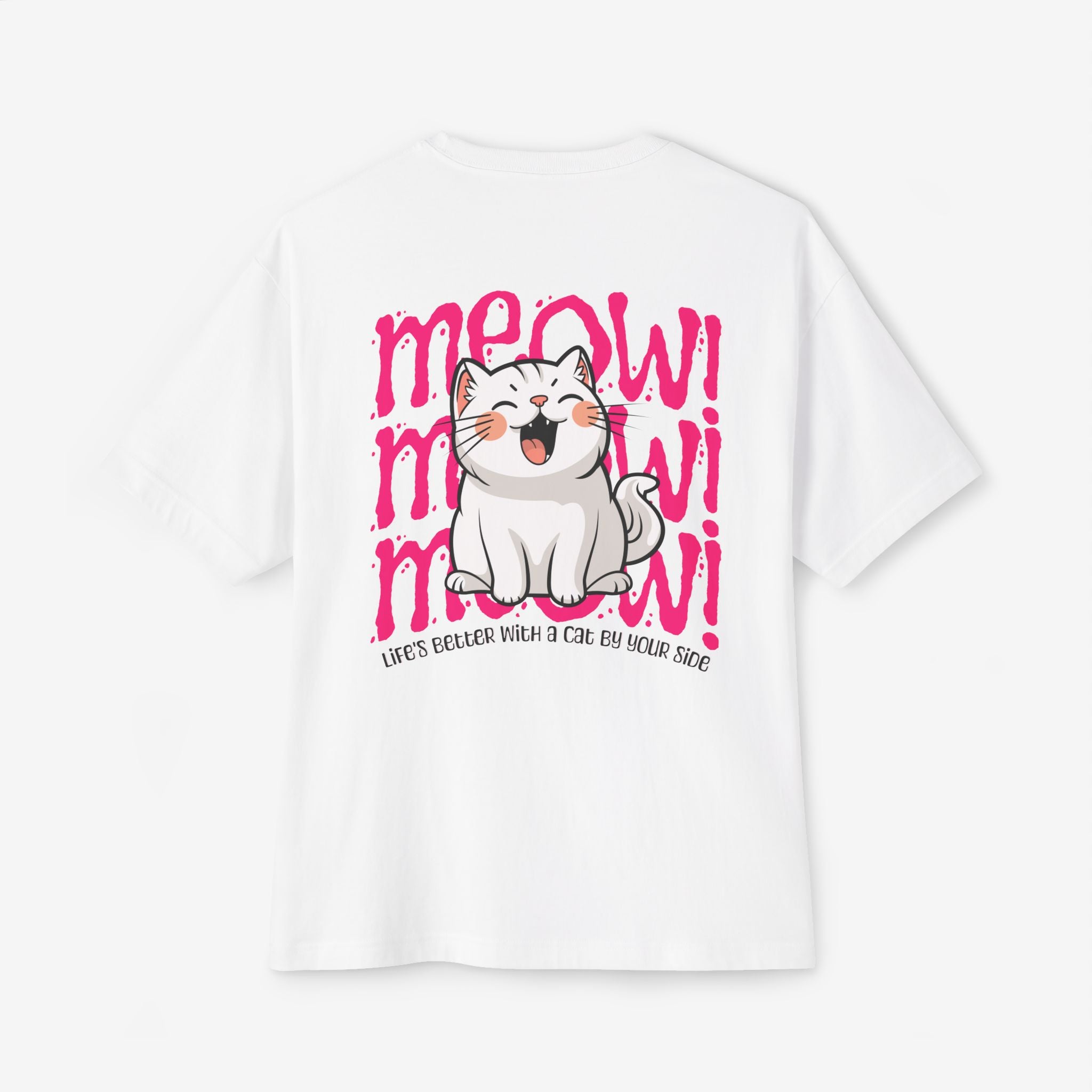 LIFE’S BETTER WITH A CAT BY YOUR SIDE — SMILING CAT GRAPHIC TEE