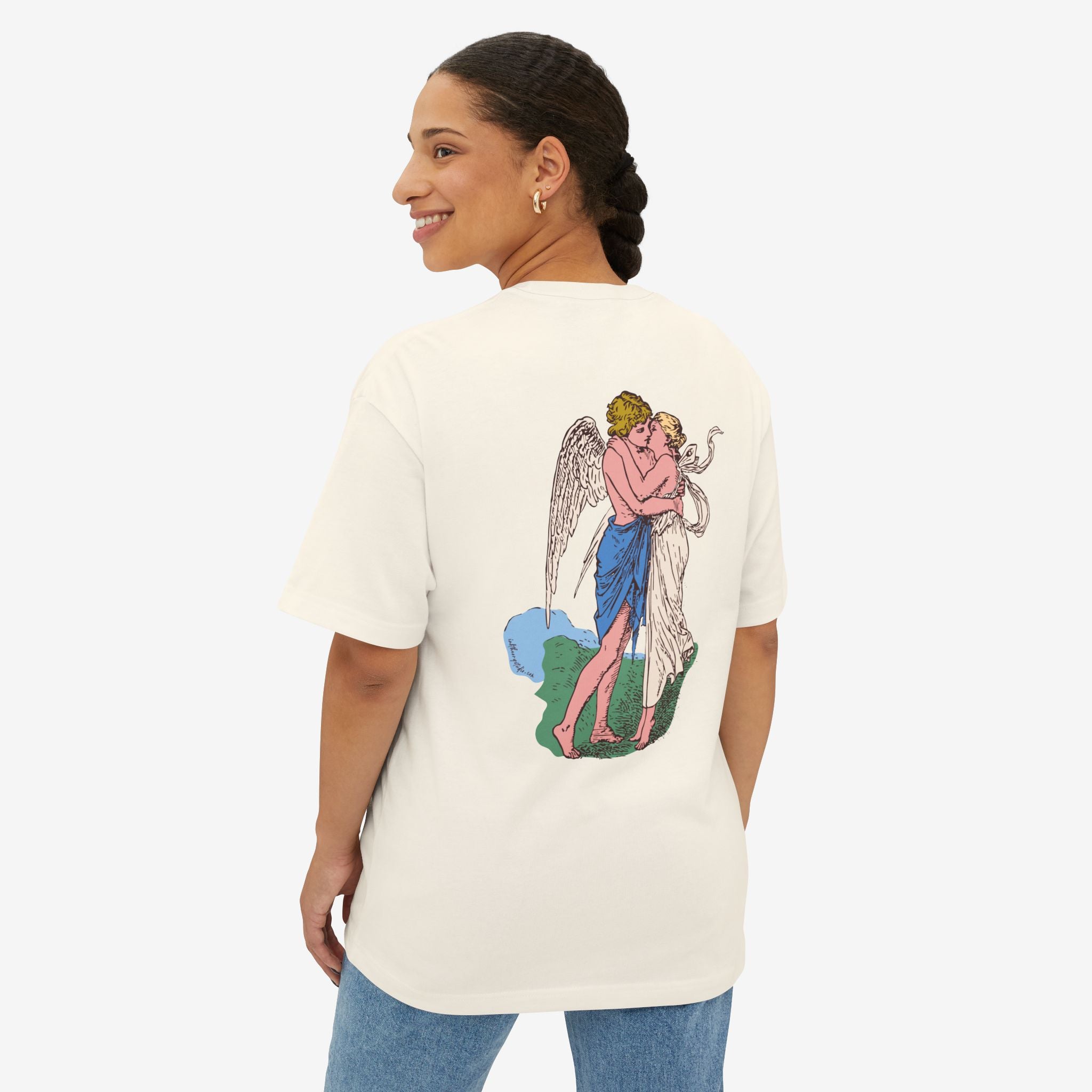 BOXY TEE — ‘FACE OF AN ANGEL’ VINTAGE CHERUB HUG GRAPHIC SHIRT