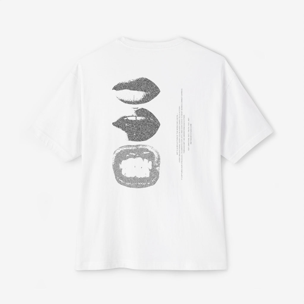 BOXY TEE — GRUNGE MOUTH PRINT OVERSIZED T-SHIRT