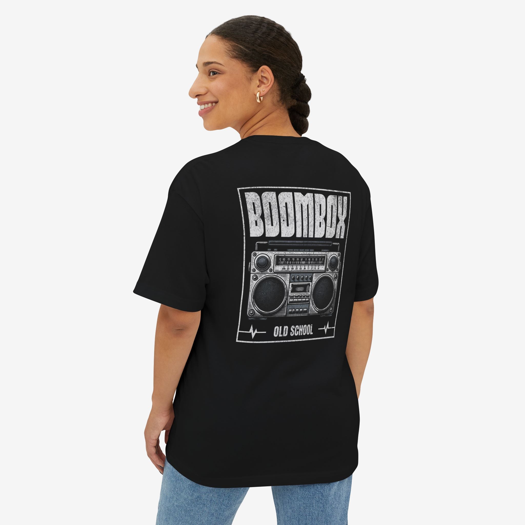 OLD SCHOOL BOOMBOX T-SHIRT – VINTAGE RETRO RADIO HIP HOP 80s 90s GRAPHIC TEE