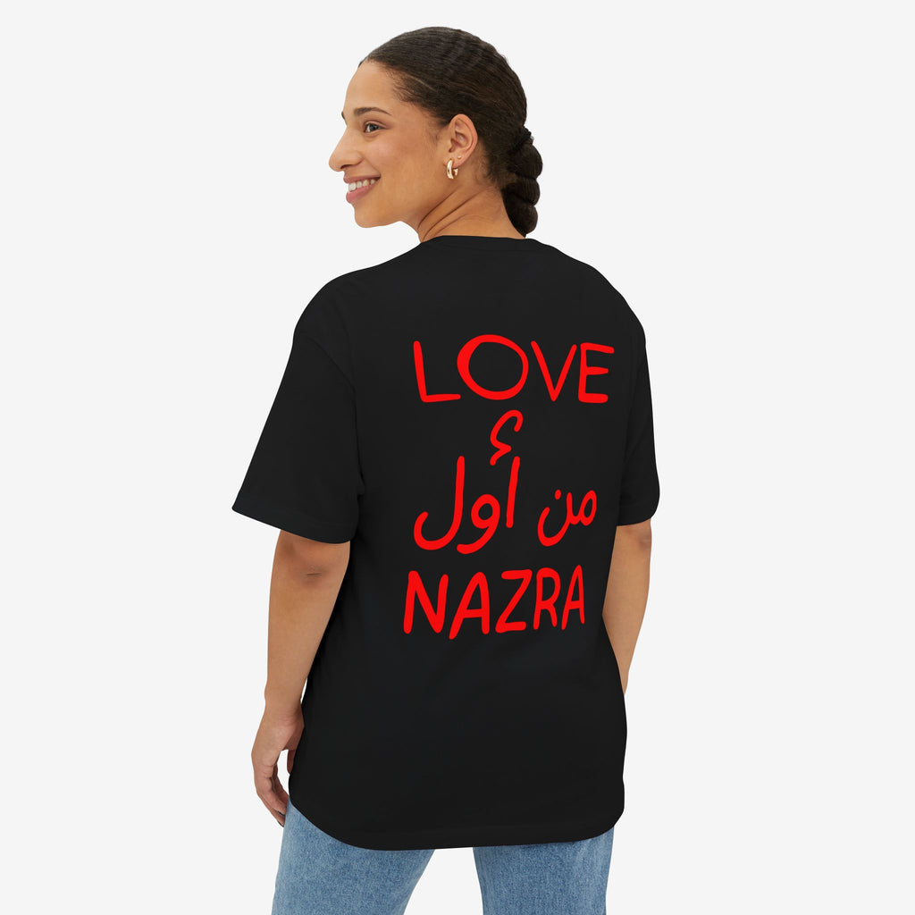 LOVE من أول NAZRA TEE — OVERSIZED BOXY WHITE T-SHIRT