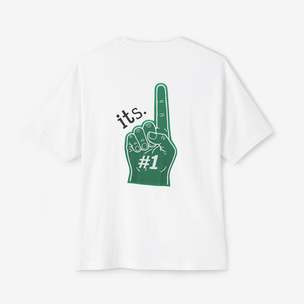 BOXY TEE — “RULE #1. NEVER BE #2” TYPOGRAPHY GRAPHIC SHIRT
