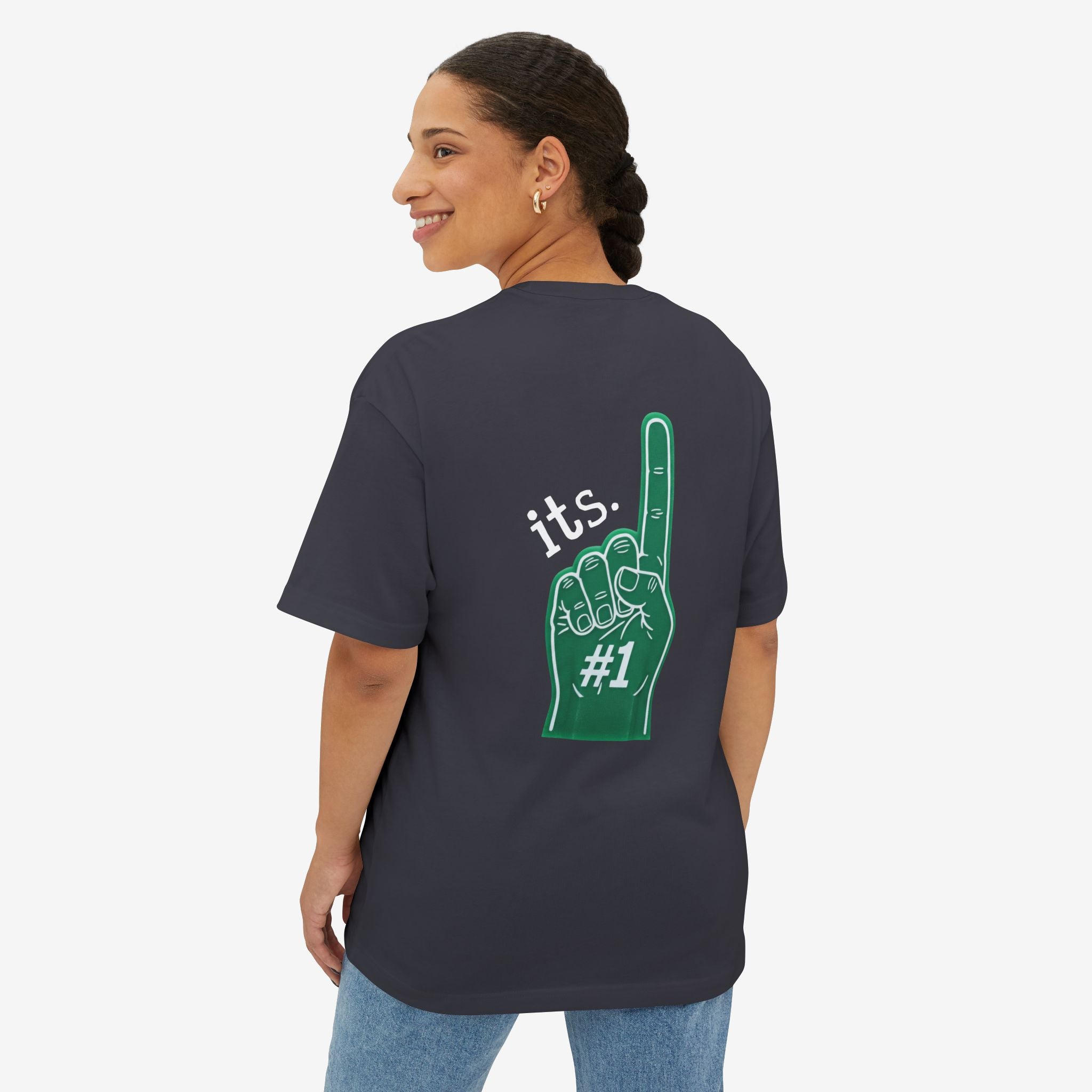 BOXY TEE — “RULE #1. NEVER BE #2” TYPOGRAPHY GRAPHIC SHIRT