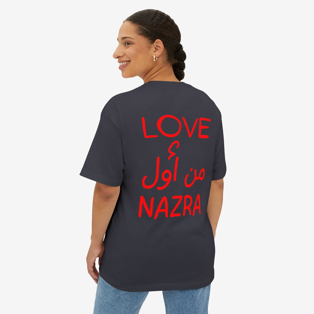 LOVE من أول NAZRA TEE — OVERSIZED BOXY WHITE T-SHIRT