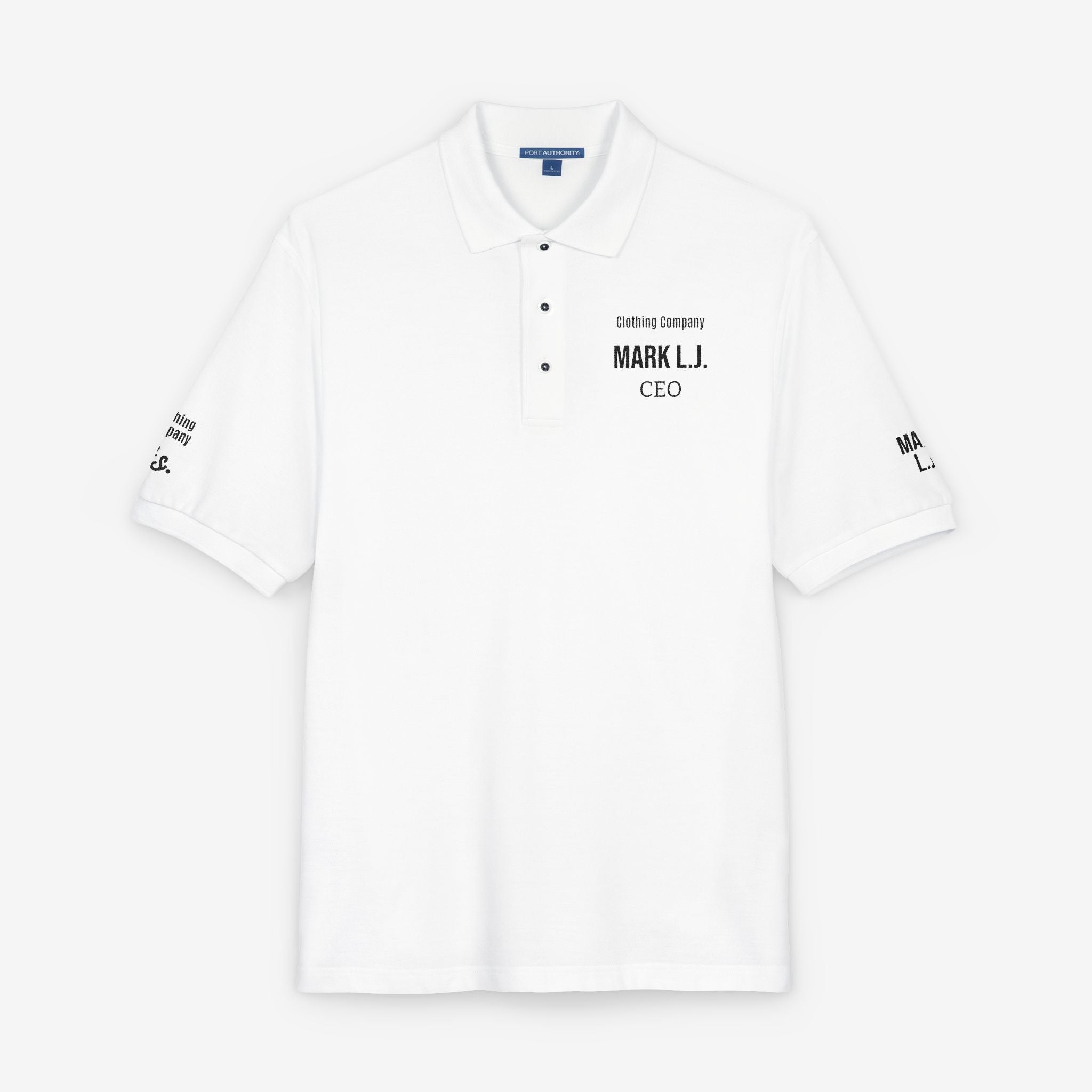 EMBROIDERED CUSTOMIZABLE POLO TEE — MINIMALIST PROFISSIONAL TEXT T-SHIRT