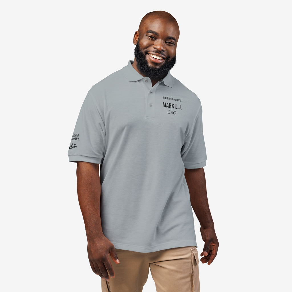 EMBROIDERED CUSTOMIZABLE POLO TEE — MINIMALIST PROFISSIONAL TEXT T-SHIRT