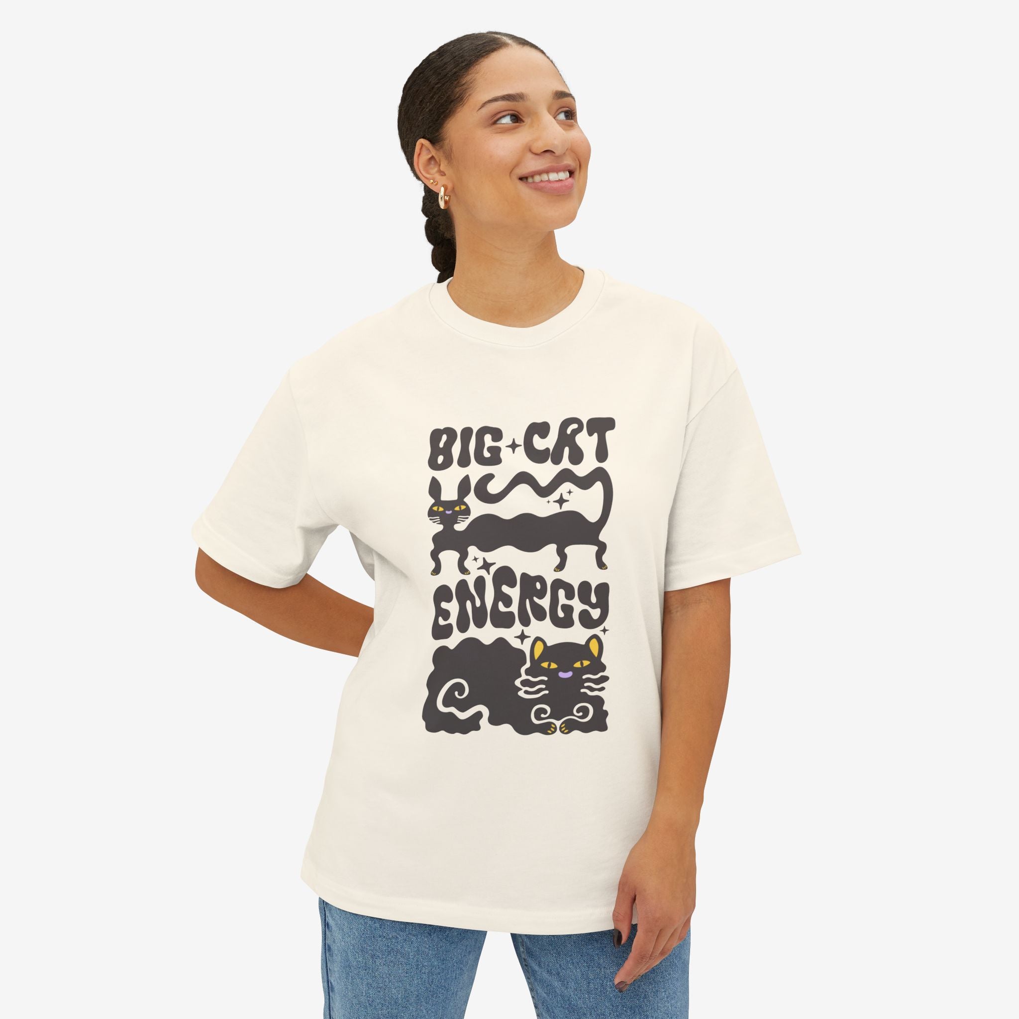 BIG CAT ENERGY OVERSIZED BOXY TEE — GRAPHIC STREETWEAR T-SHIRT
