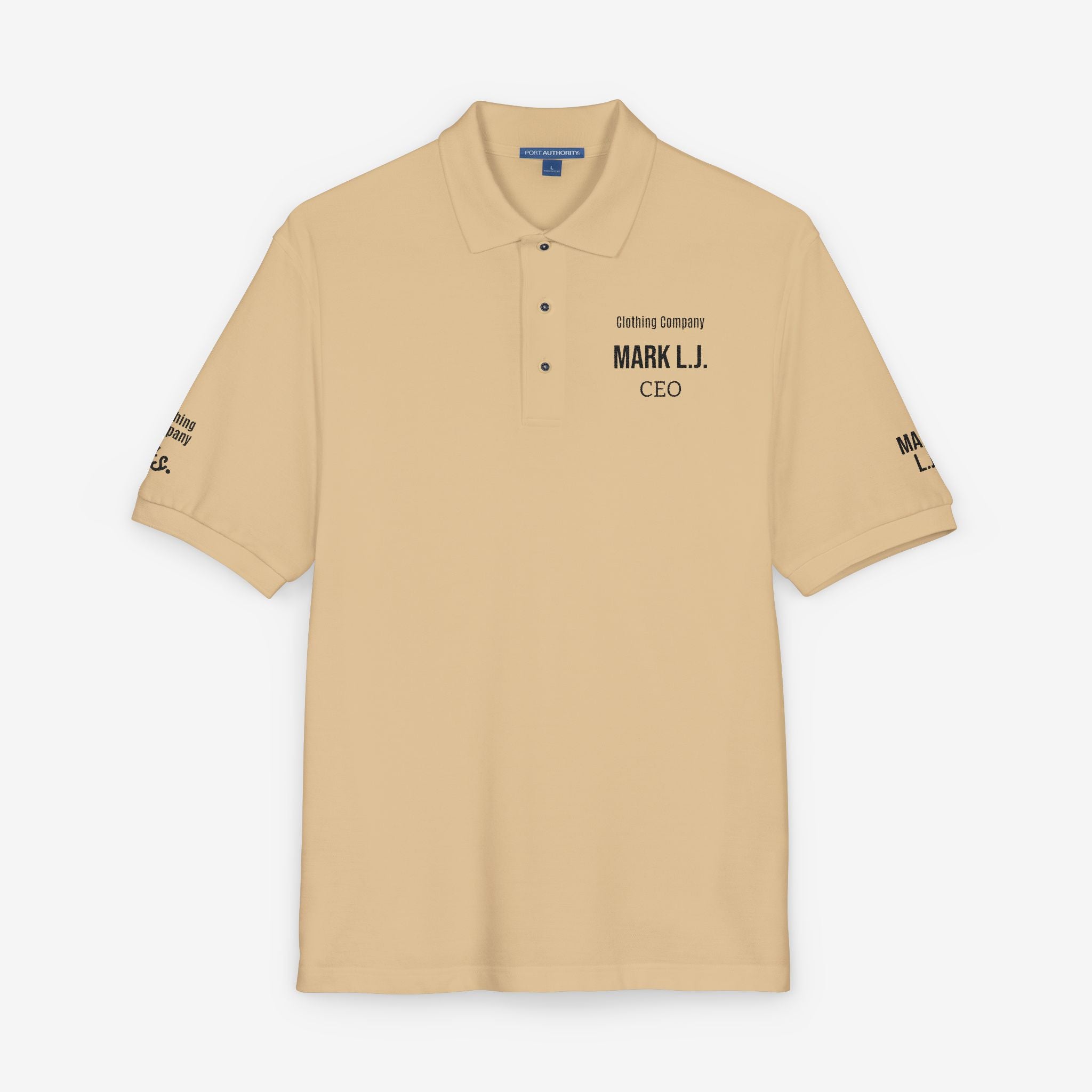 EMBROIDERED CUSTOMIZABLE POLO TEE — MINIMALIST PROFISSIONAL TEXT T-SHIRT