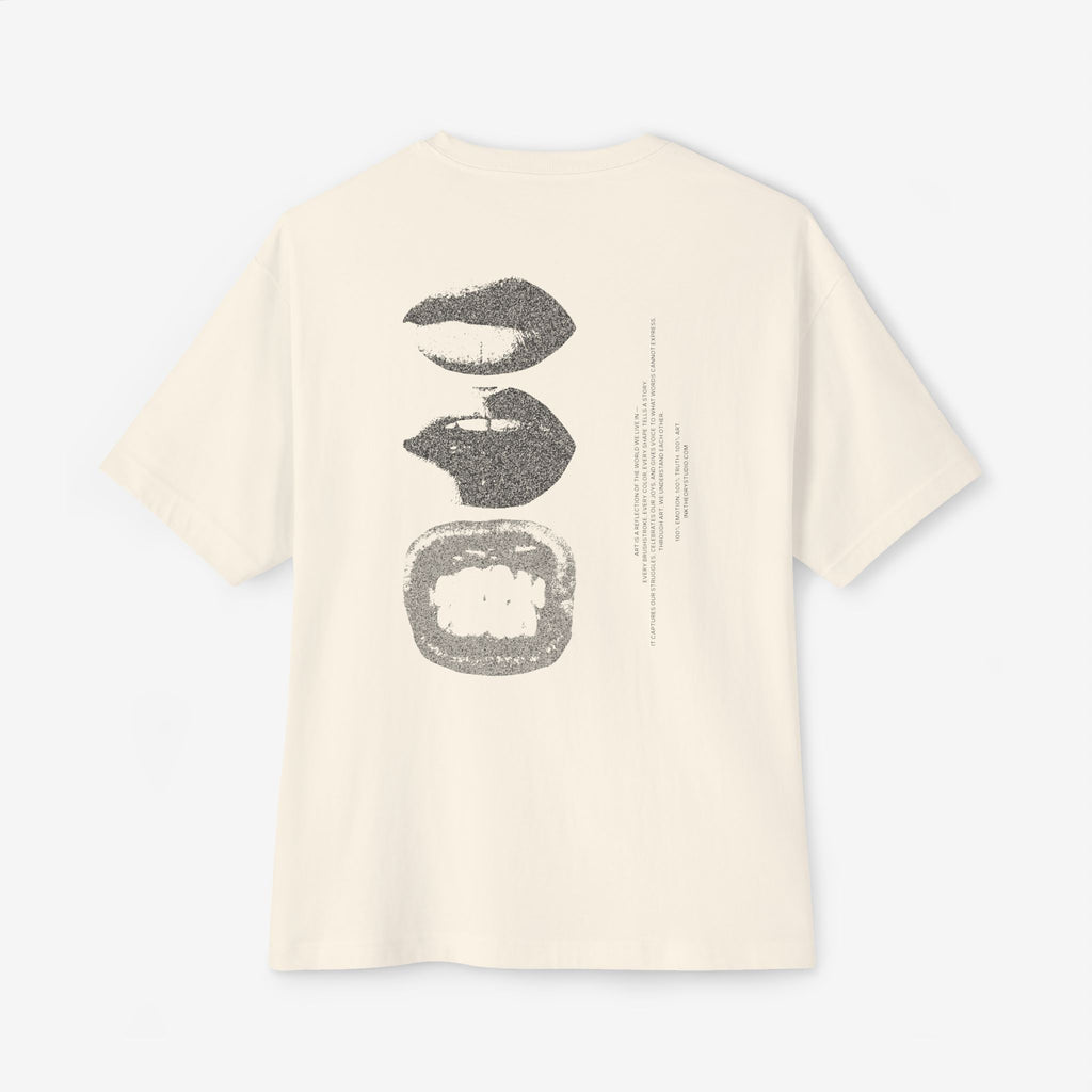 BOXY TEE — GRUNGE MOUTH PRINT OVERSIZED T-SHIRT