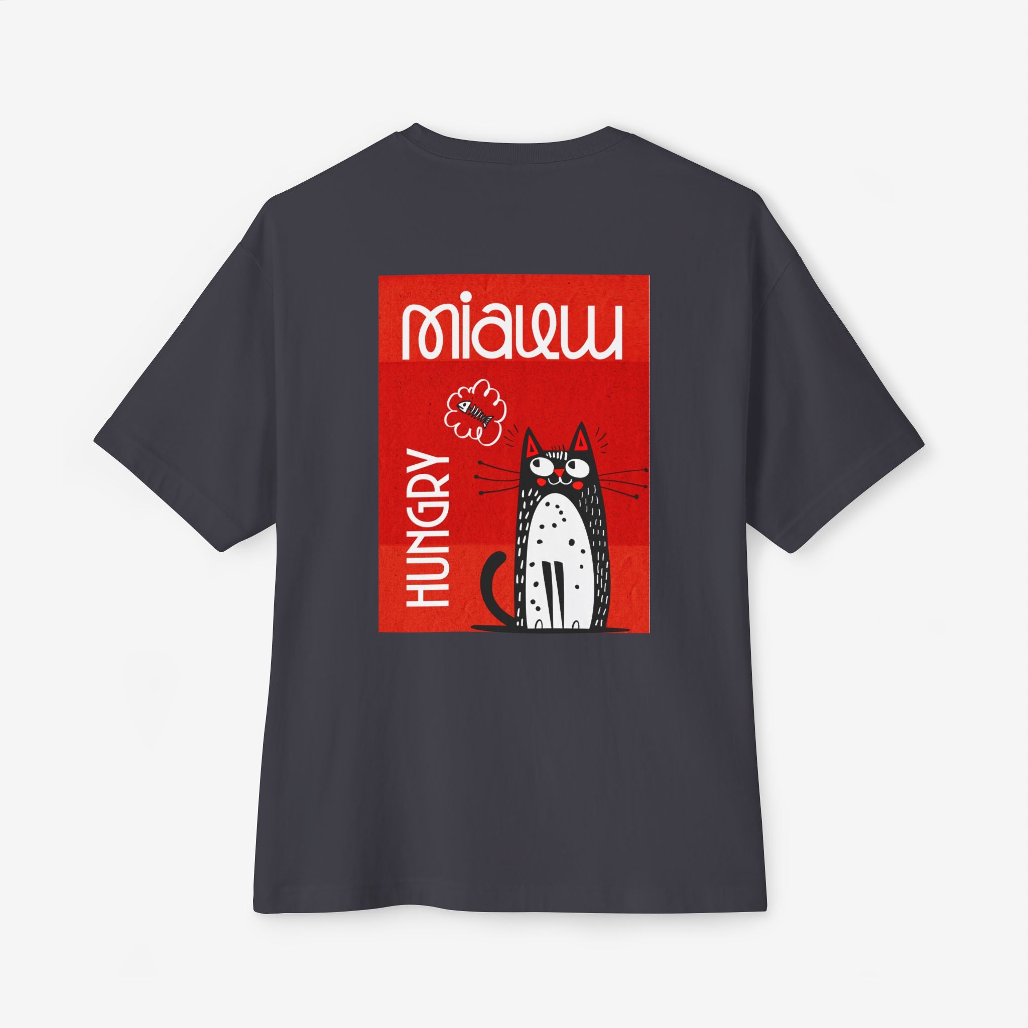 MIAUW TEE – FUNNY FOOD OBSESSED CAT GRAPHIC T-SHIRT