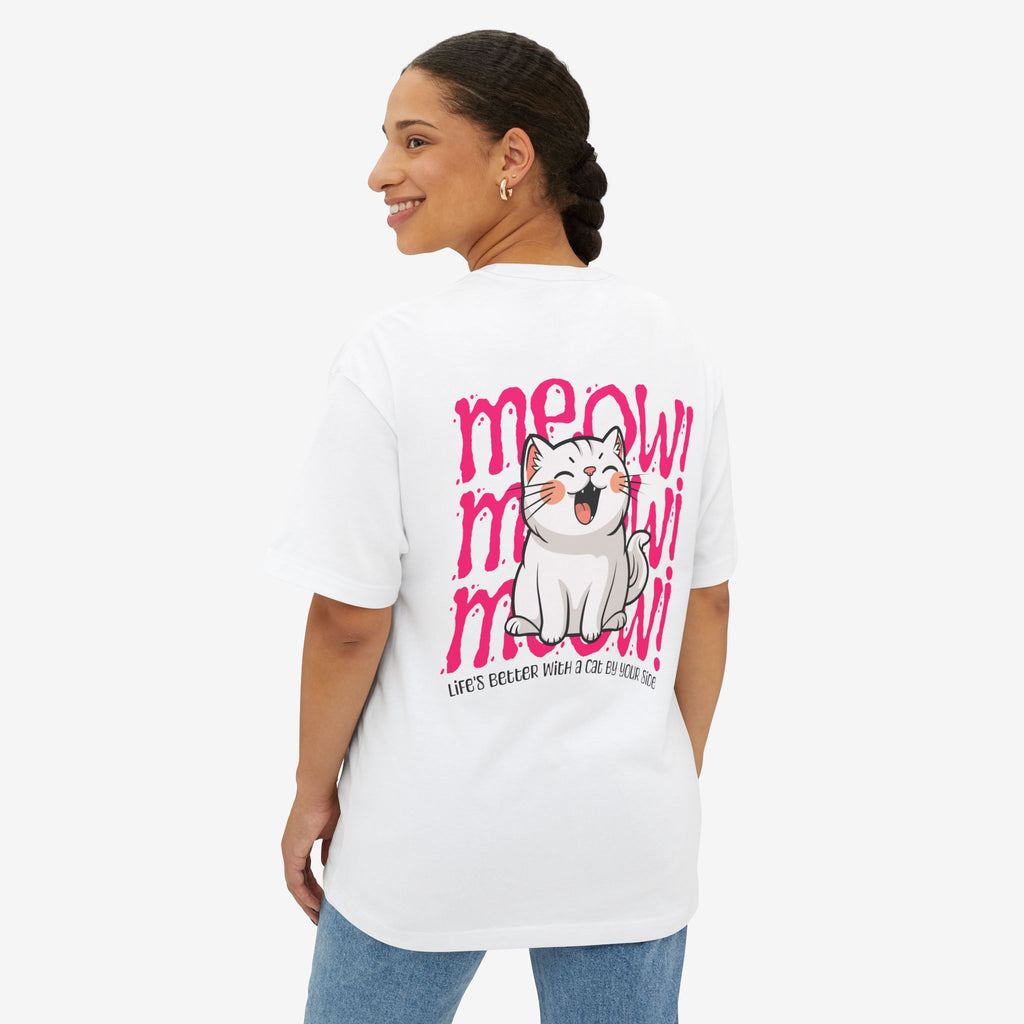 LIFE’S BETTER WITH A CAT BY YOUR SIDE — SMILING CAT GRAPHIC TEE