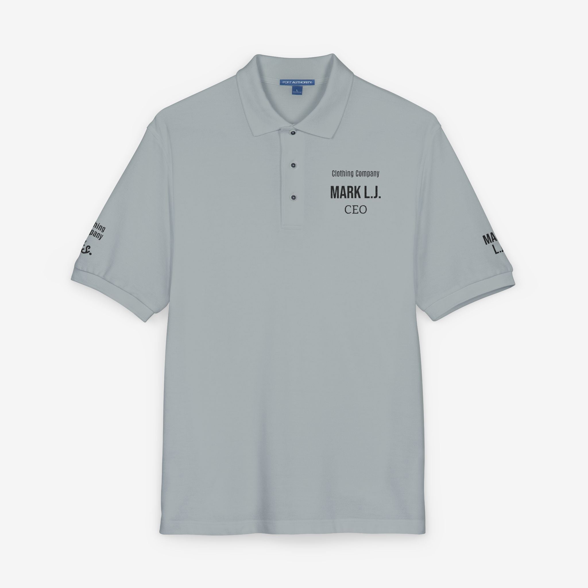 EMBROIDERED CUSTOMIZABLE POLO TEE — MINIMALIST PROFISSIONAL TEXT T-SHIRT