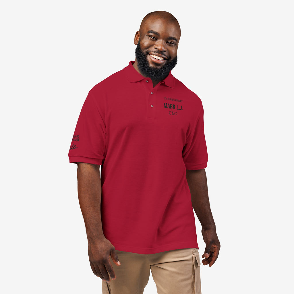 EMBROIDERED CUSTOMIZABLE POLO TEE — MINIMALIST PROFISSIONAL TEXT T-SHIRT