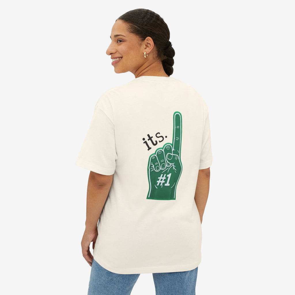 BOXY TEE — “RULE #1. NEVER BE #2” TYPOGRAPHY GRAPHIC SHIRT