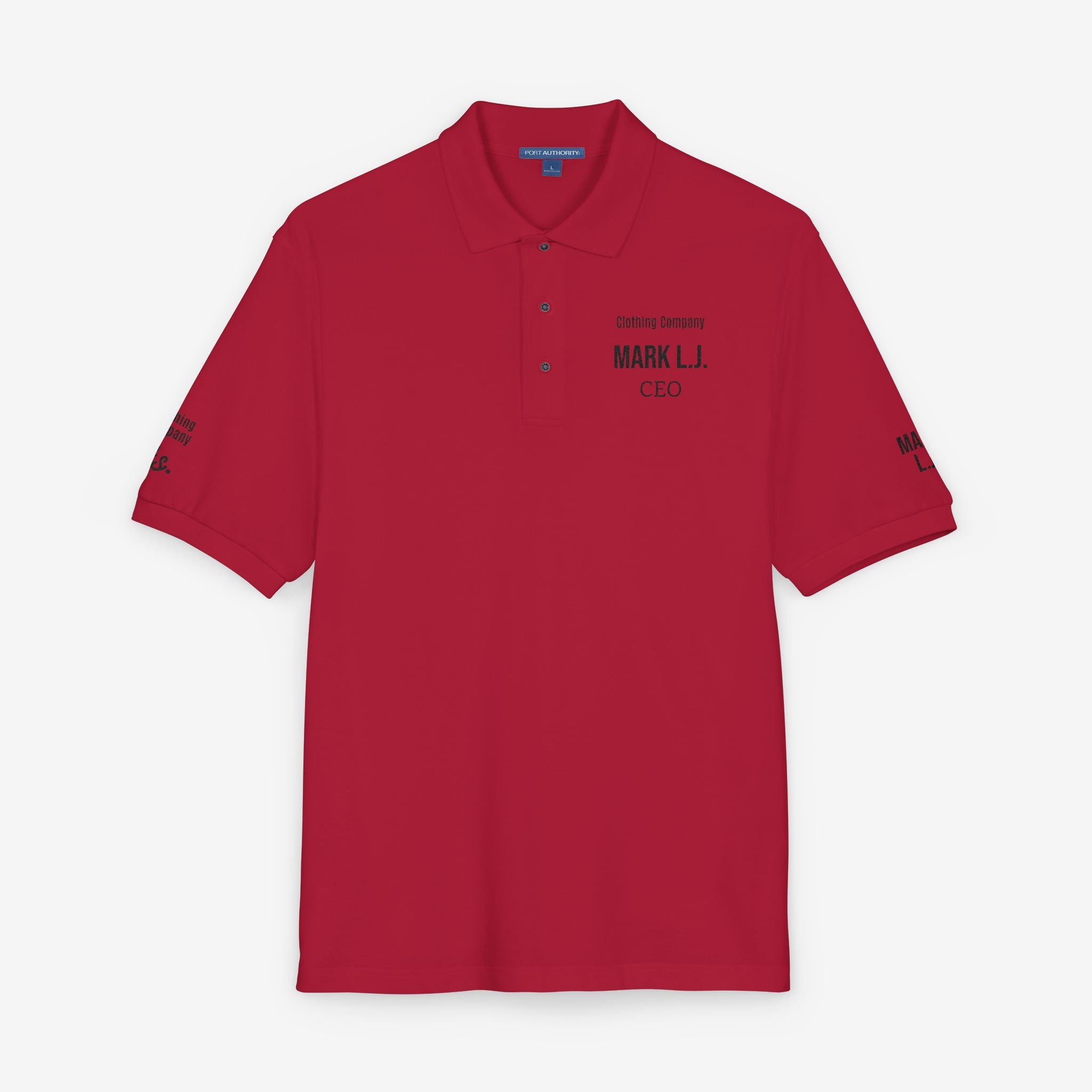EMBROIDERED CUSTOMIZABLE POLO TEE — MINIMALIST PROFISSIONAL TEXT T-SHIRT