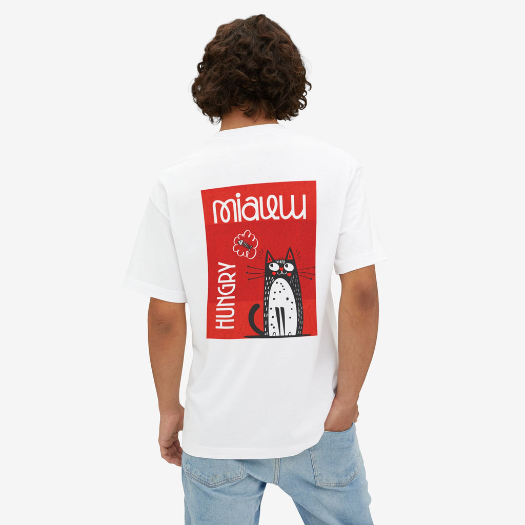 MIAUW TEE – FUNNY FOOD OBSESSED CAT GRAPHIC T-SHIRT