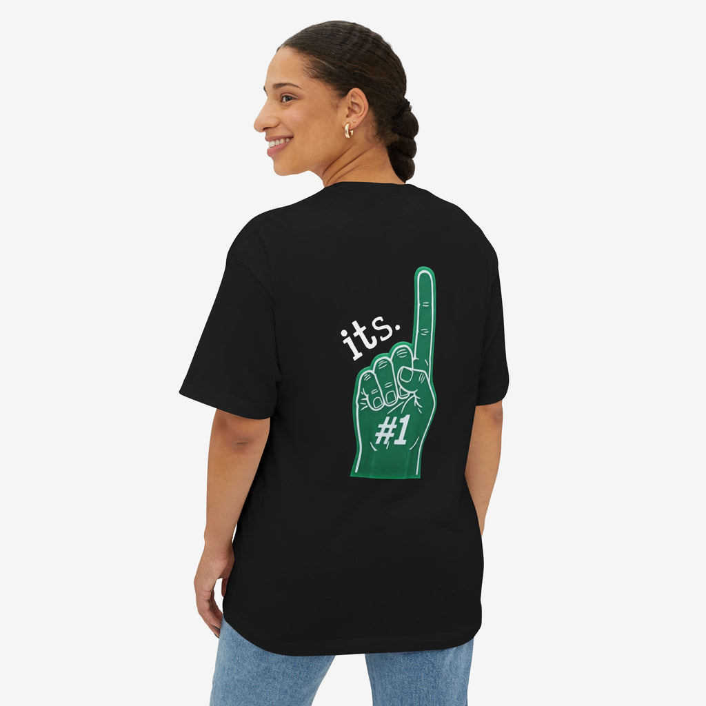 BOXY TEE — “RULE #1. NEVER BE #2” TYPOGRAPHY GRAPHIC SHIRT