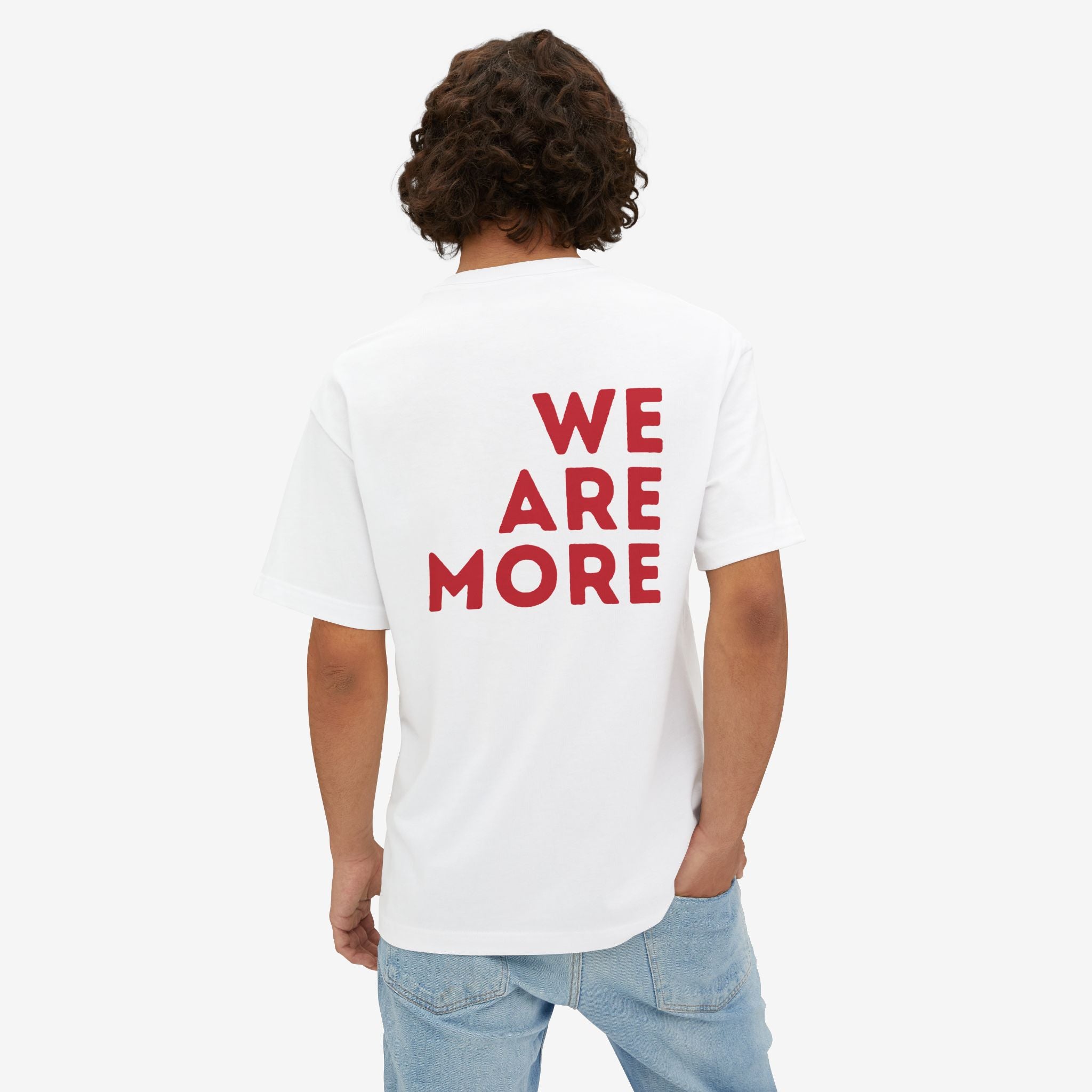 WE ARE MORE OVERSIZED TEE — BOLD RED BACK STATEMENT T-SHIRT