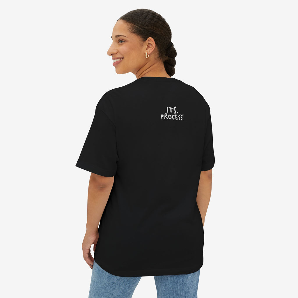 UNFINISHED ENERGY BOXY TEE — MINIMAL TYPOGRAPHY STREETWEAR