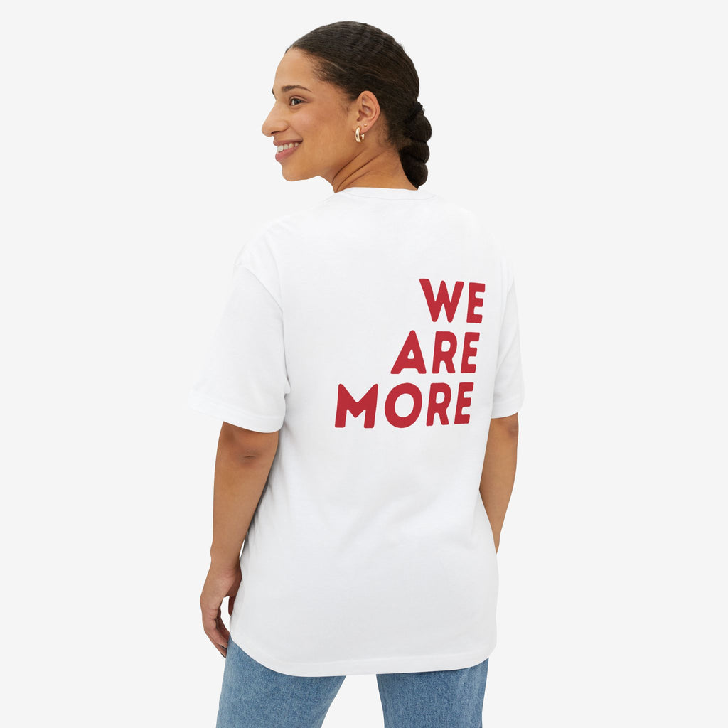 WE ARE MORE OVERSIZED TEE — BOLD RED BACK STATEMENT T-SHIRT