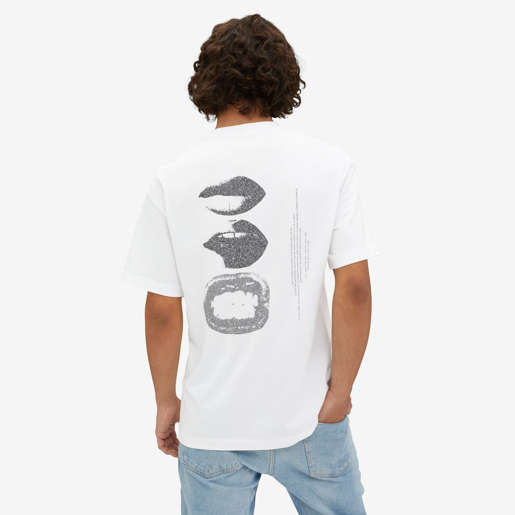 BOXY TEE — GRUNGE MOUTH PRINT OVERSIZED T-SHIRT