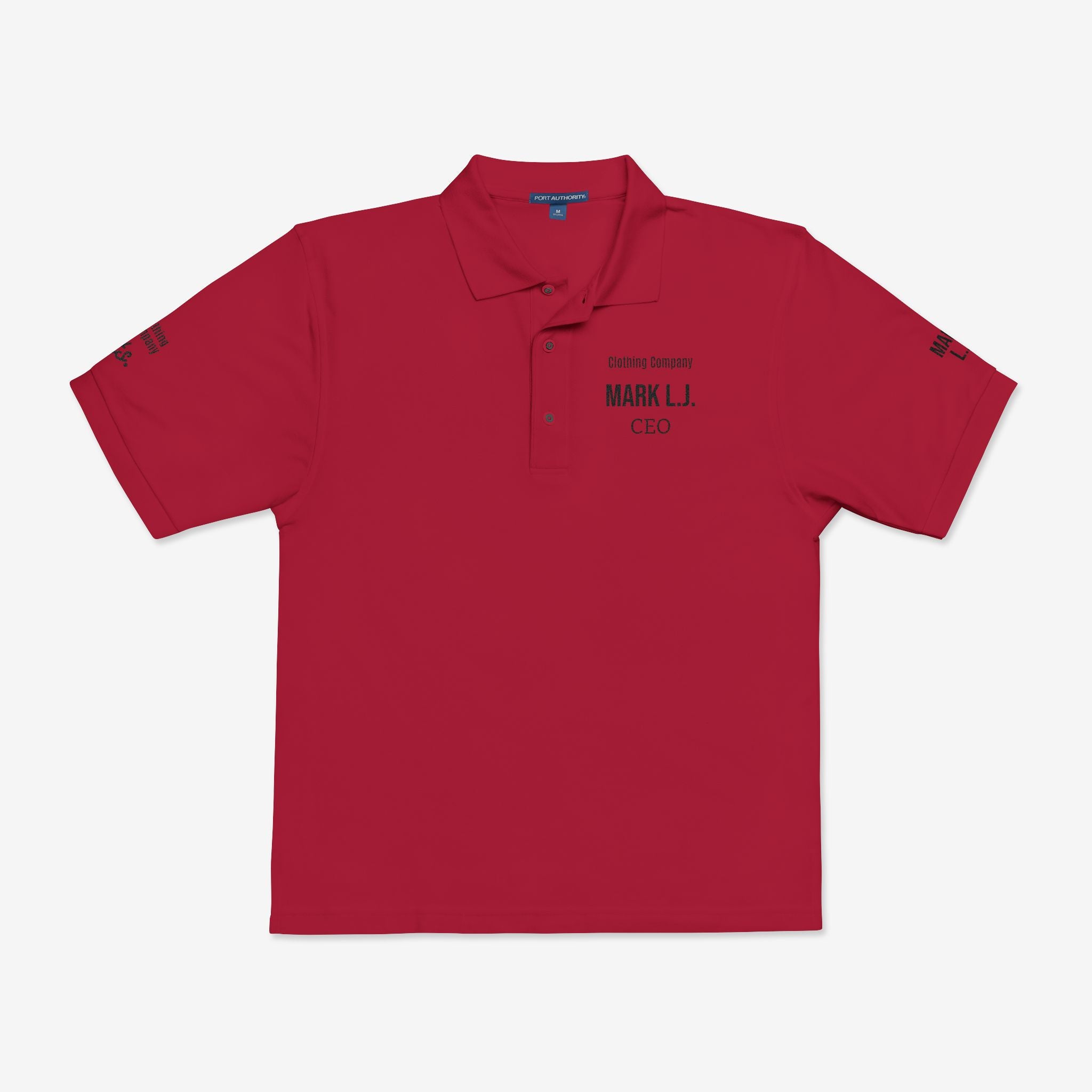 EMBROIDERED CUSTOMIZABLE POLO TEE — MINIMALIST PROFISSIONAL TEXT T-SHIRT