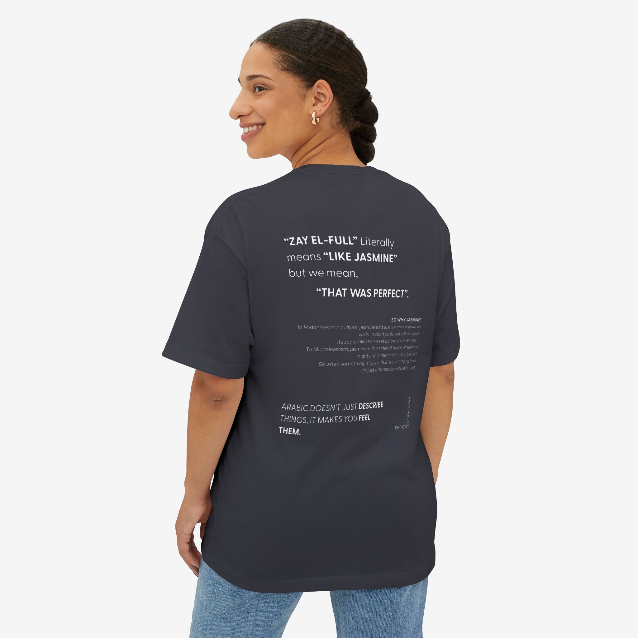 ZAY EL-FULL™ — JASMINE MEANS PERFECT BOXY TEE