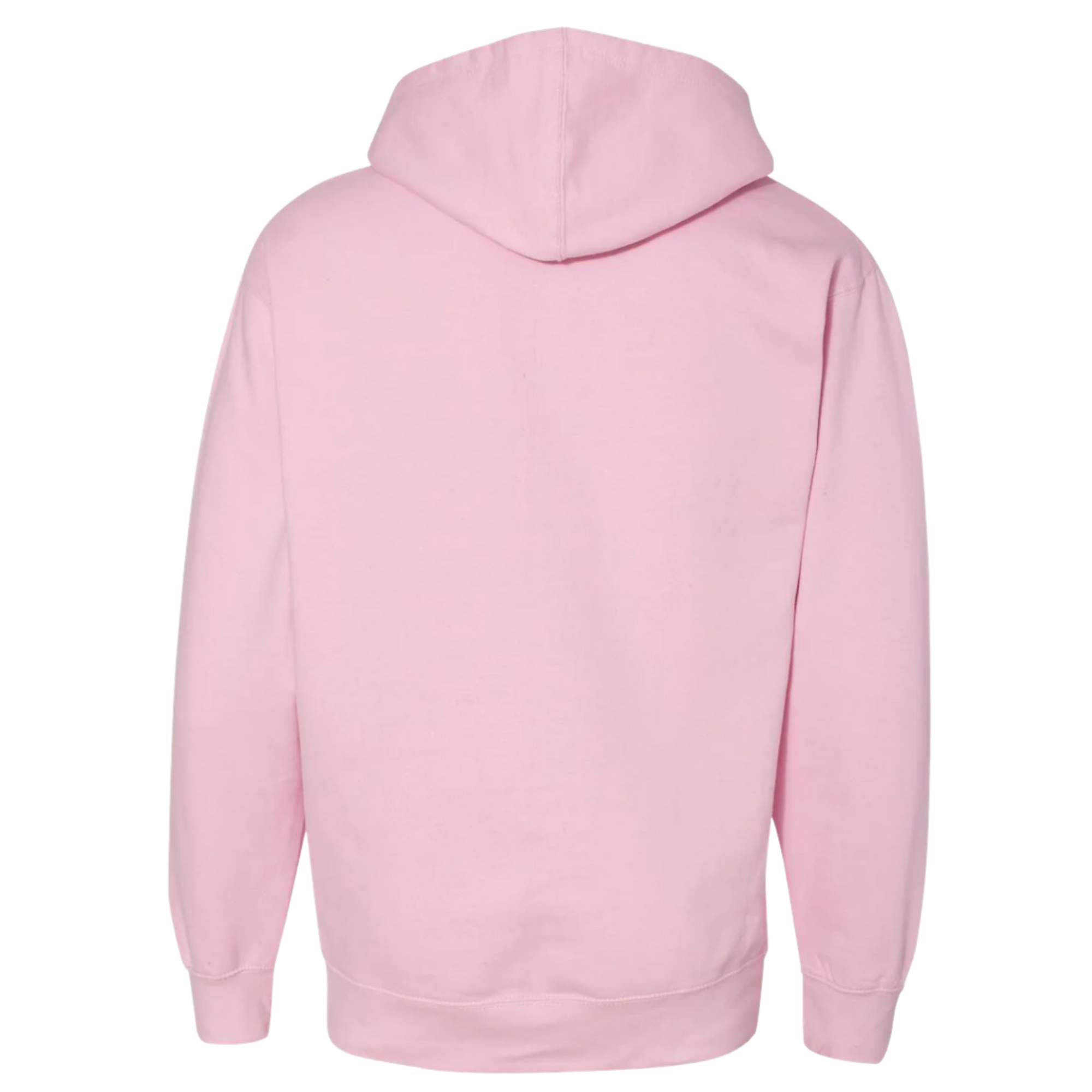 Pink hoodie back view, soft streetwear apparel for casual style and comfort