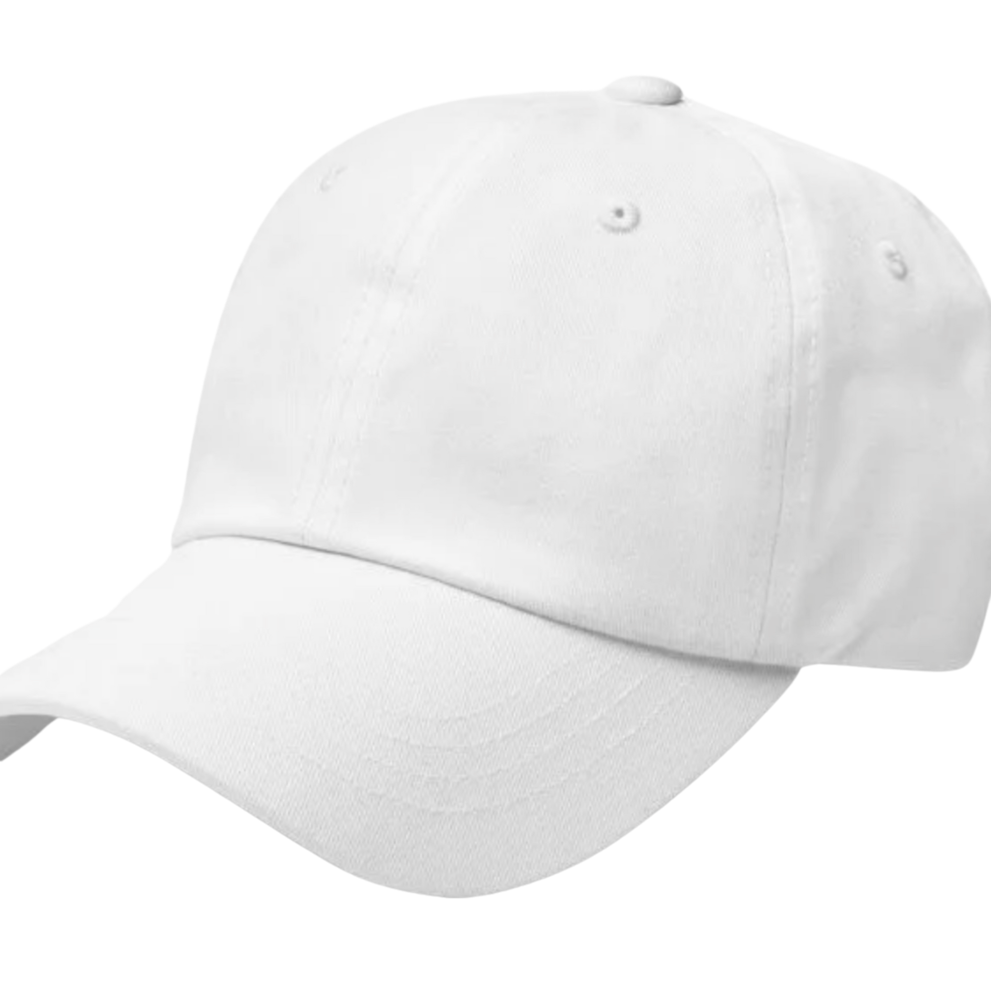 White baseball cap for streetwear and graphic apparel styling